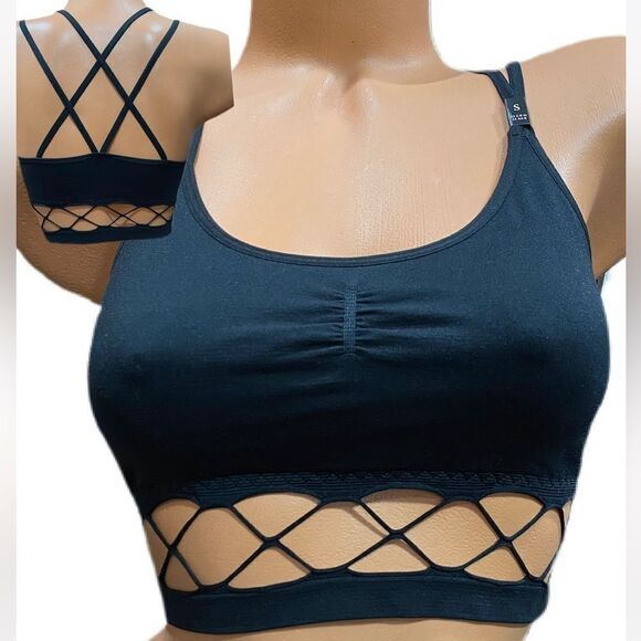 Victoria’s Secret Seamless Unlined Lattice waist bralette bra Black Medium - Picture 1 of 5